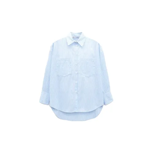 ZARA Shirts Women's White/Sky Blue