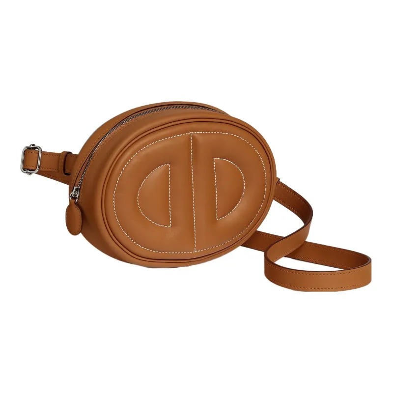 HERMES In The Loop Calfskin Clutch Shoulder Bag Crossbody Bag Fanny Pack Regular Women's 37 Glod Gold Brown-1