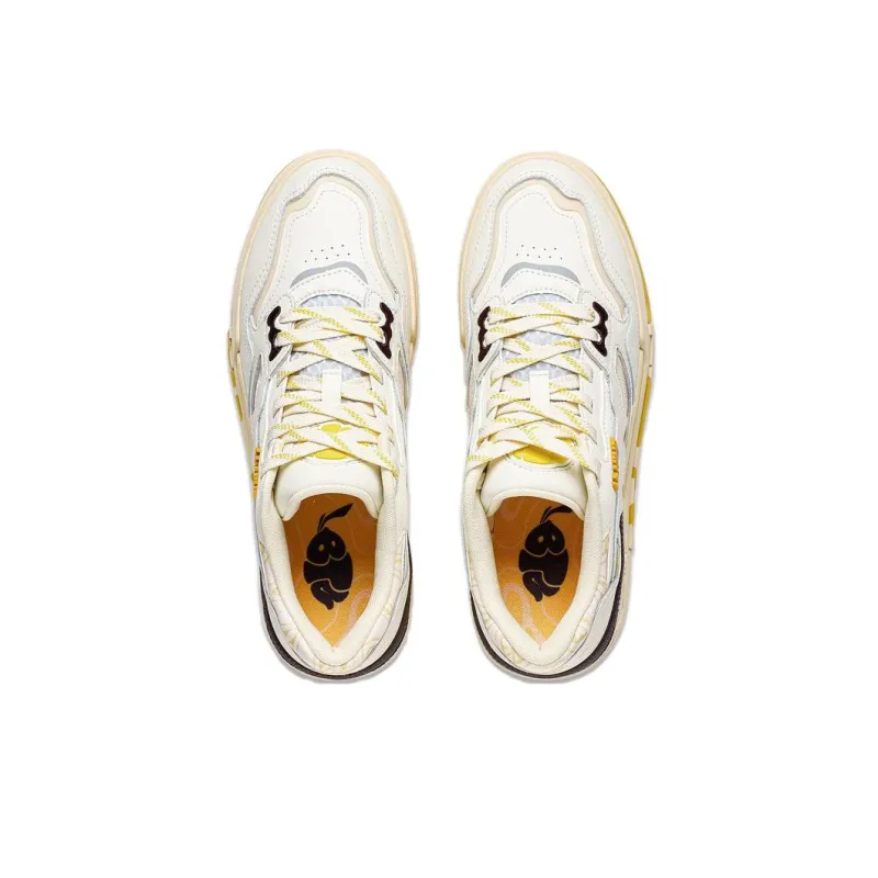 LiNing 001 BTC Btc Prm Anti Slip Wear Resistant Low Top Skateboard Shoes Men's White Yellow-3