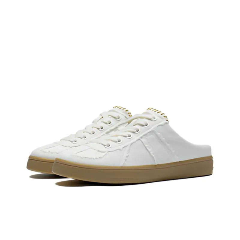 LiNing Yunchuan German Army Slippers Anti-Slip Wear-Resistant Low-Top Slip-on Open Heel Skateboard Shoes Women's Ecru-2