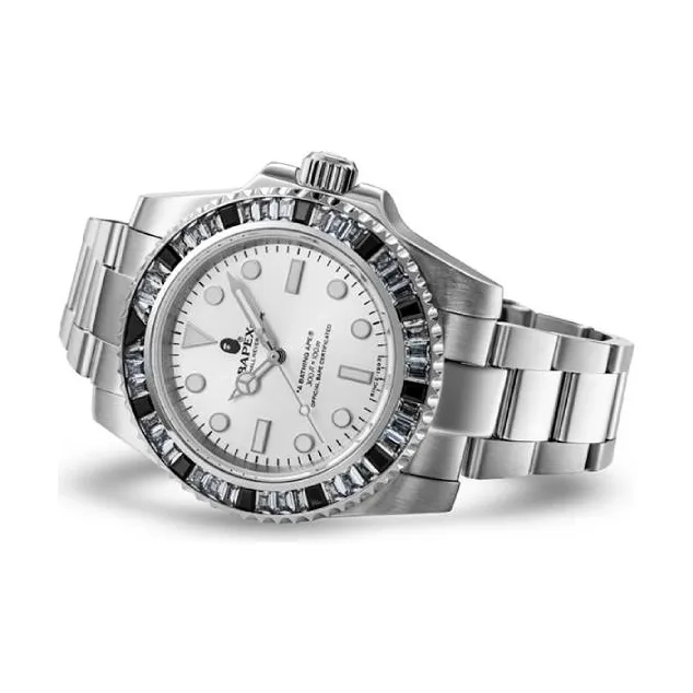 Bape Type 1 Bapex Crystal Stone Watch Silver White-5