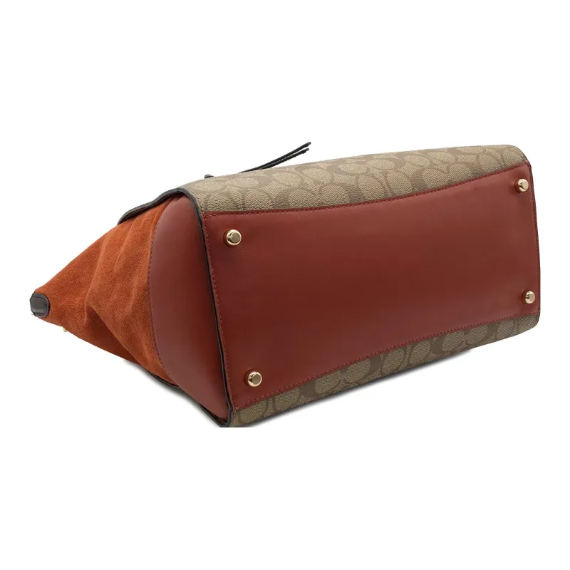 COACH Kleo Leather Tote Bag Shopping Bag Portable Crossbody Bag Shoulder Bag Women's Brown With Monogram-3