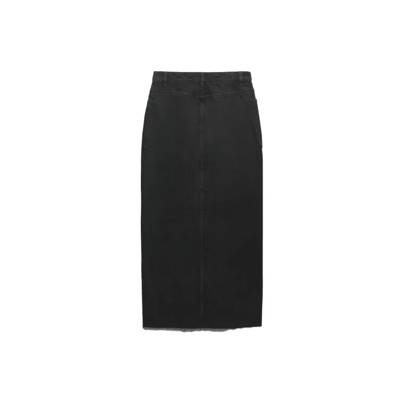 ZARA Denim Long Skirts Women's Black-1
