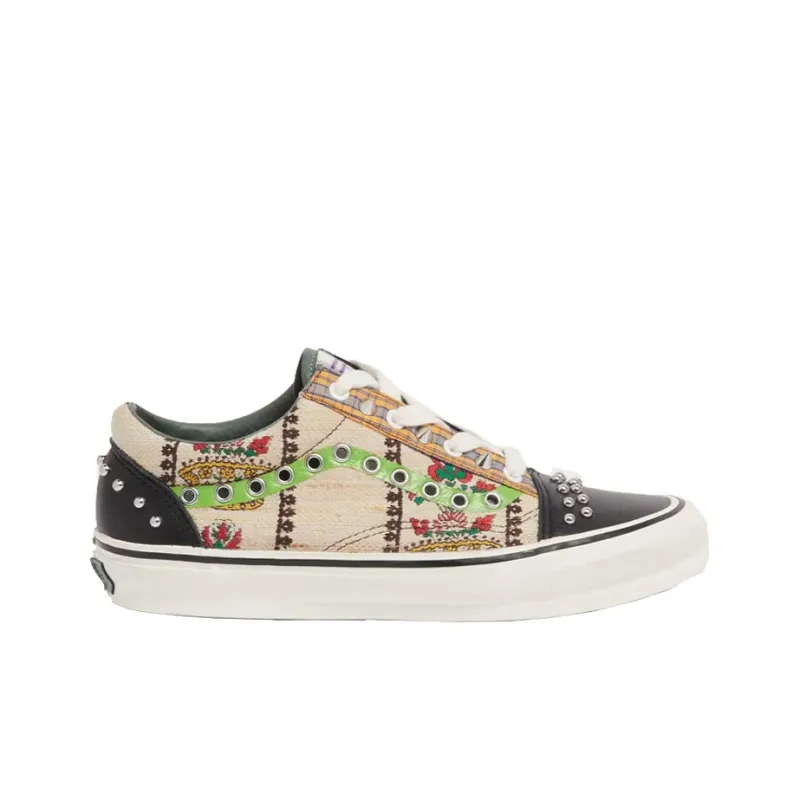 Gucci x Vans Old Skool Durable Breathable Low-Top Skateboard Shoes Women's Khaki Black-1