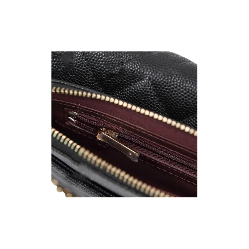 CHANEL WOC Caviar Cow Leather Flap Bag, Cell Phone Pouch, Shoulder Bag, Crossbody Bag Women's Black-4