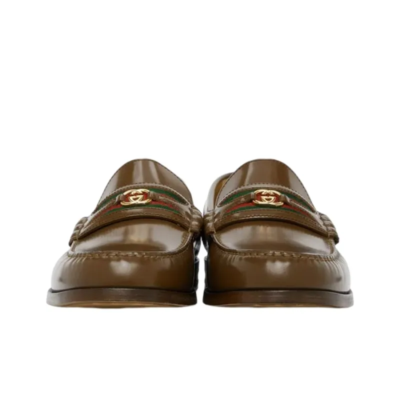 GUCCI Double G Loafers Men's Brown-2