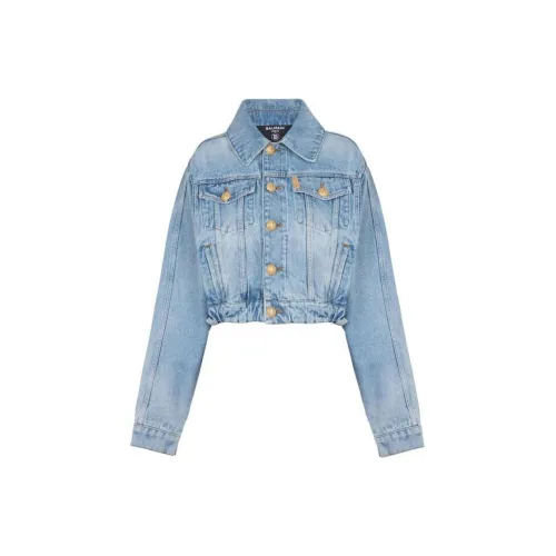 BALMAIN Denim Jackets Women's Light Blue