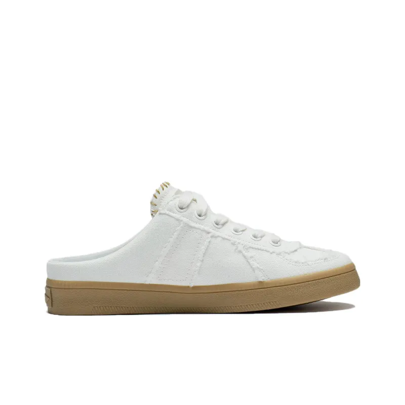 LiNing Yunchuan German Army Slippers Anti-Slip Wear-Resistant Low-Top Slip-on Open Heel Skateboard Shoes Women's Ecru-1