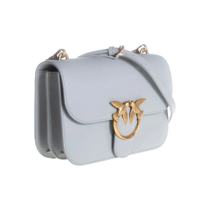 PINKO Cow Leather Shoulder Bag, Crossbody Bag Trumpets Women's Blue-2