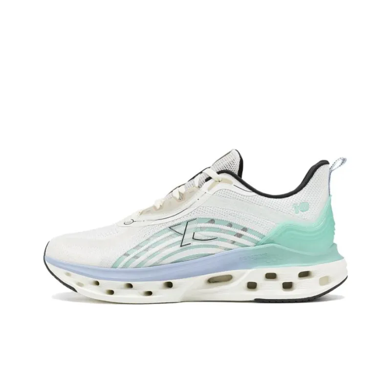 XTEP Shock Absorption Spinning 10.0 Anti Slip And Wear Resistant Breathable Low Top Running Shoes Men's White Green-0