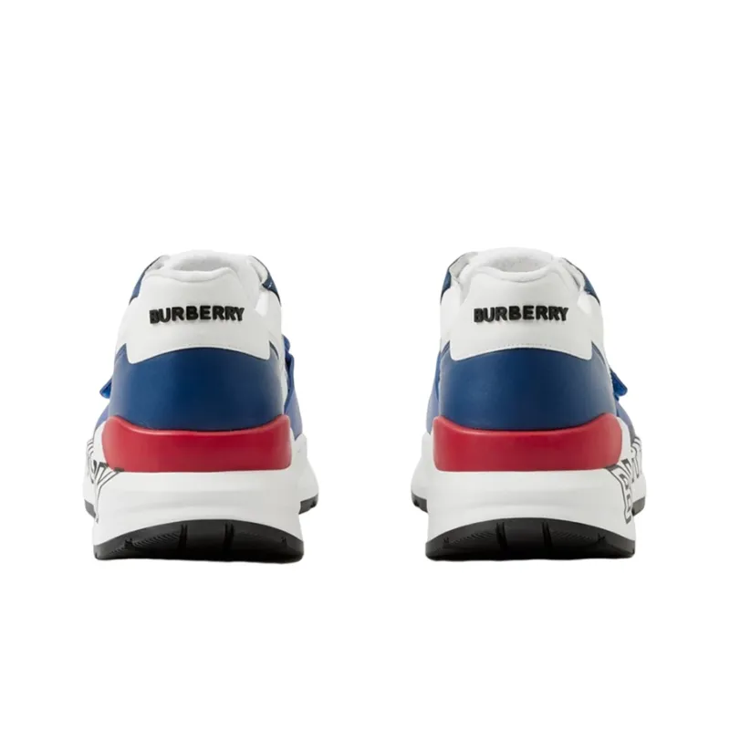 Burberry Logo Print Low Top Sports Casual Shoes Men's White Blue-4