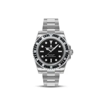 A BATHING APE Type 1 Bapex Crystal Stone Watch Silver White