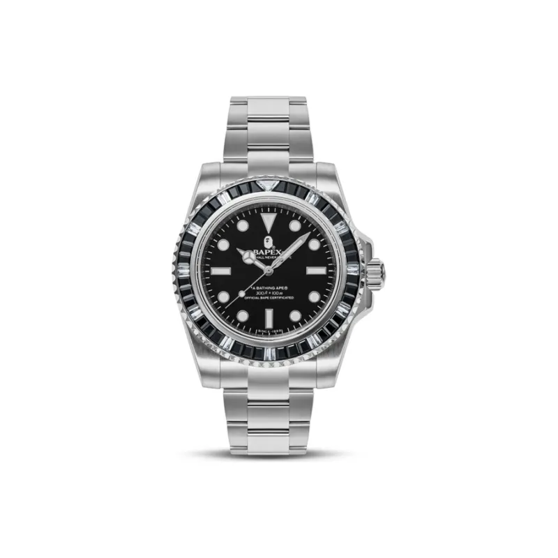 Bape Type 1 Bapex Crystal Stone Watch Silver White-0