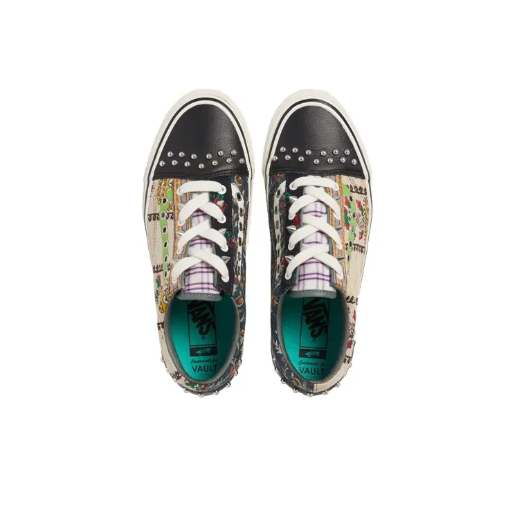 Gucci x Vans Old Skool Durable Breathable Low-Top Skateboard Shoes Women's Khaki Black-3