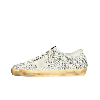 Golden Goose x Swarovski Super-Star Stylish Skateboarding Shoes Women's White