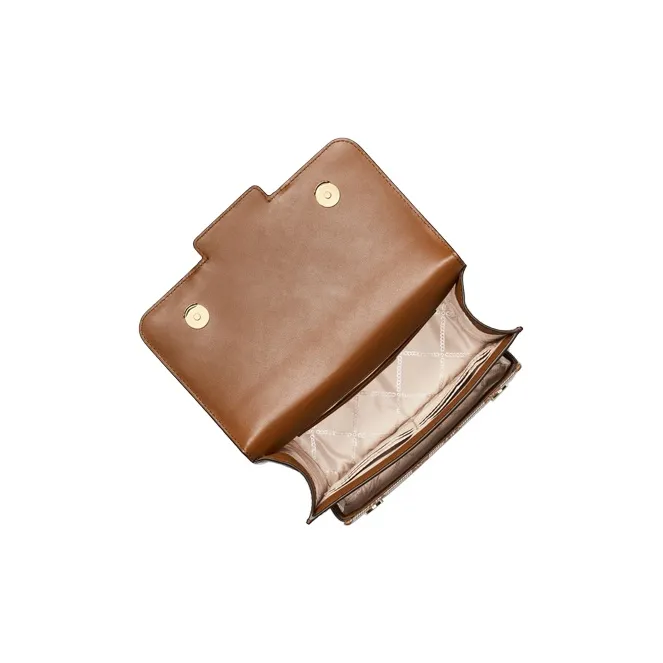 MICHAEL KORS Heather Jacquard Shoulder Bag, Crossbody Bag Tubas Women's Cow Leather Brown-2