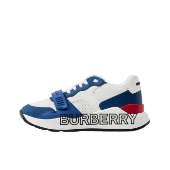 Burberry Logo Print Low Top Sports Casual Shoes Men's White Blue