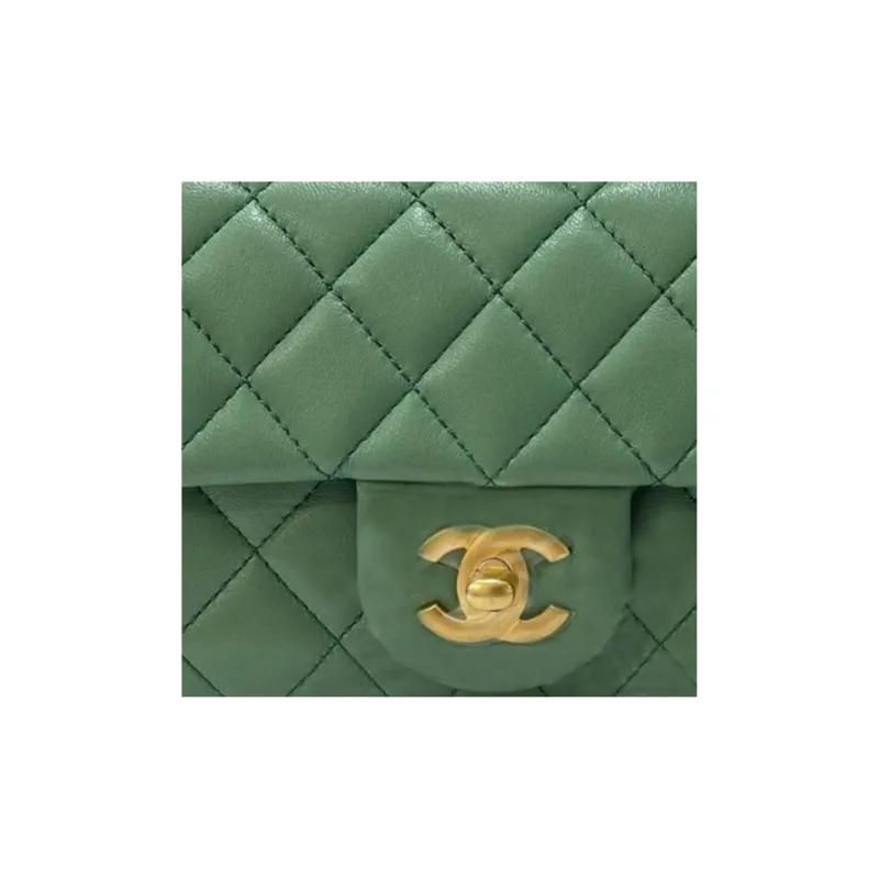 CHANEL Classic Flap CF Sheepskin Flap Bag, Shoulder Bag, Crossbody Bag Women's Green-2