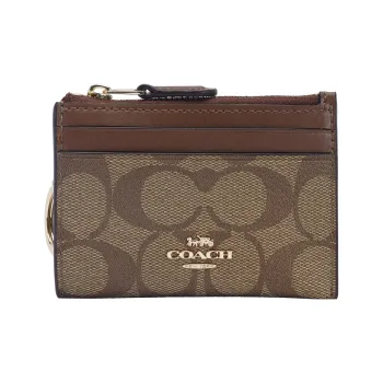 COACH PVC ID Holder Key Pouches Card Holders Mini Women's Brown Monogram