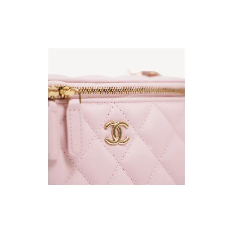 CHANEL Vanity Case With Chain Pink-3