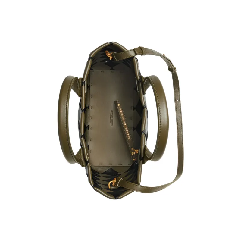 Bottega Veneta CABAT Lambskin Shoulder Bag, Crossbody Bag, Handbag Medium Size Women's Mustard Yellow/Black-4