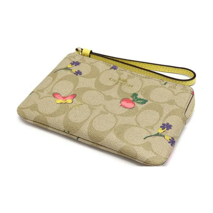 COACH PVC Clutch Small Size Women's Bright Khaki/Vintage Yellow Monogram-2
