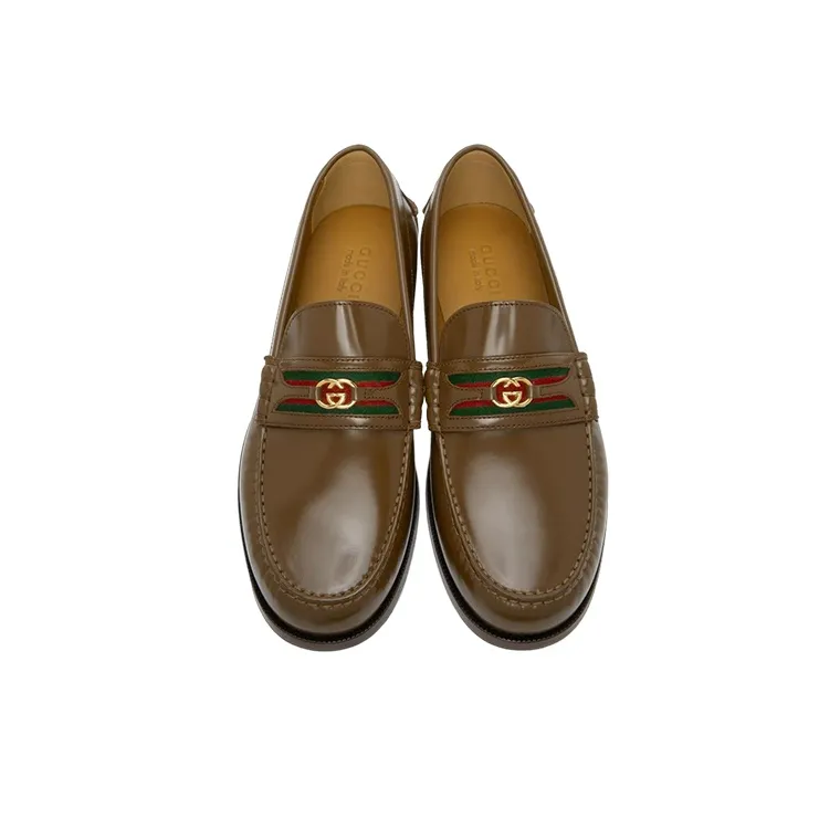 GUCCI Double G Loafers Men's Brown-3