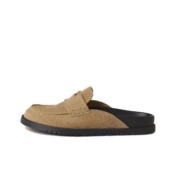 HERMES Go Mule Beige Argile Suede Calkskin Men's