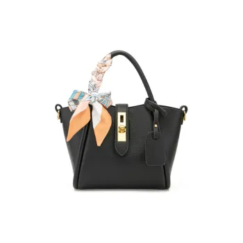 DEERE JACK Cow Leather Handbag, Shoulder Bag, Crossbody Bag Regular Women's Black White