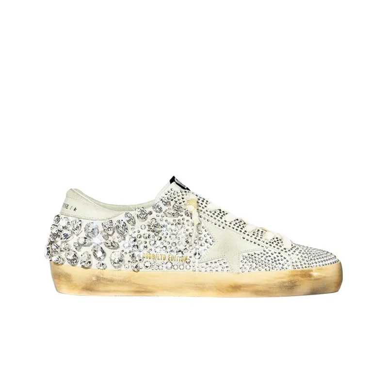 Golden Goose x Swarovski Super-Star Stylish Skateboarding Shoes Women's White-1
