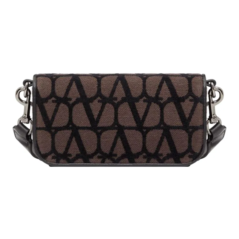 Valentino Leather With Fabric Handbag Shoulder Bag Unisex Black-2