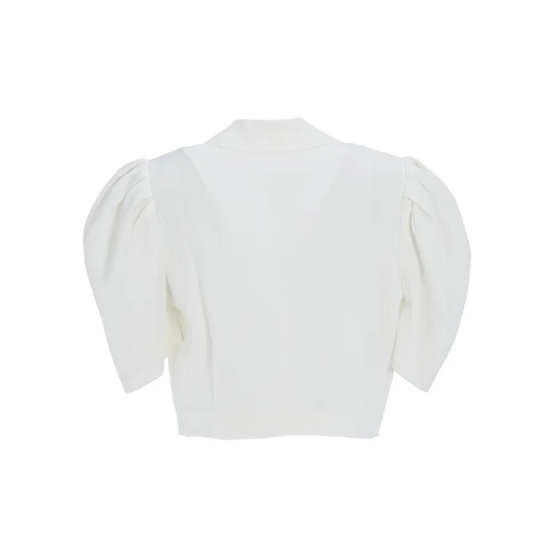 Marie Elie Cropped Coats Women's White-1