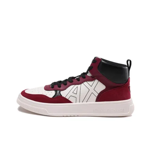 ARMANI EXCHANGE Skateboard Shoes Men High-Top Burgundy/White