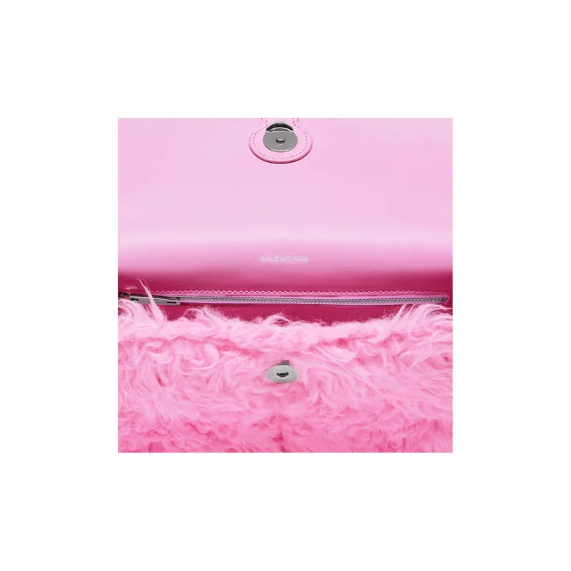 Balenciaga Downtown Faux Fur Crossbody Bag, Shoulder Bag Mini Women's Pink-5