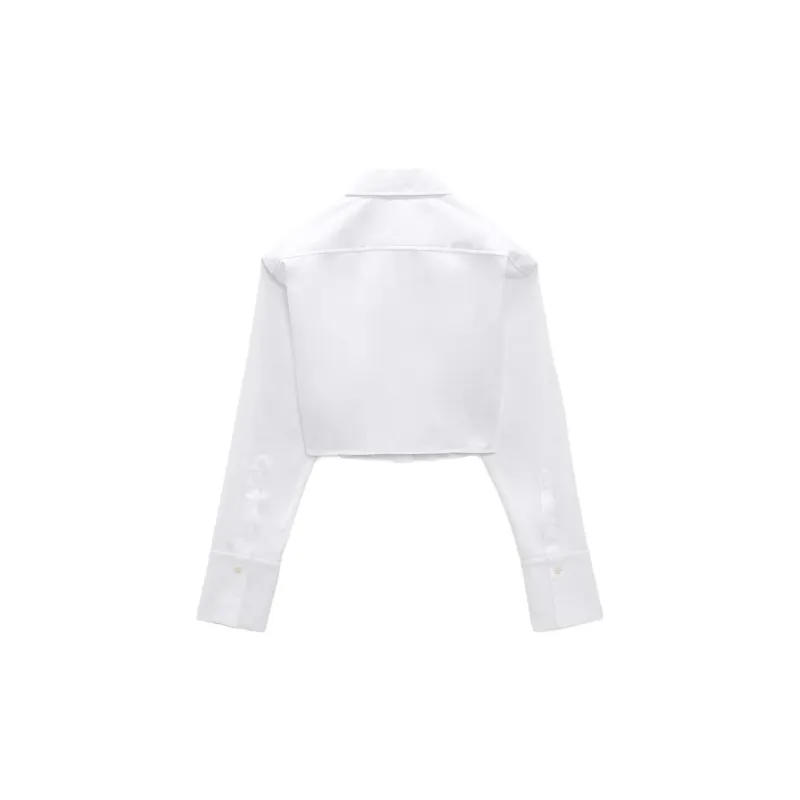 ZARA Crop Tops Women's White-1