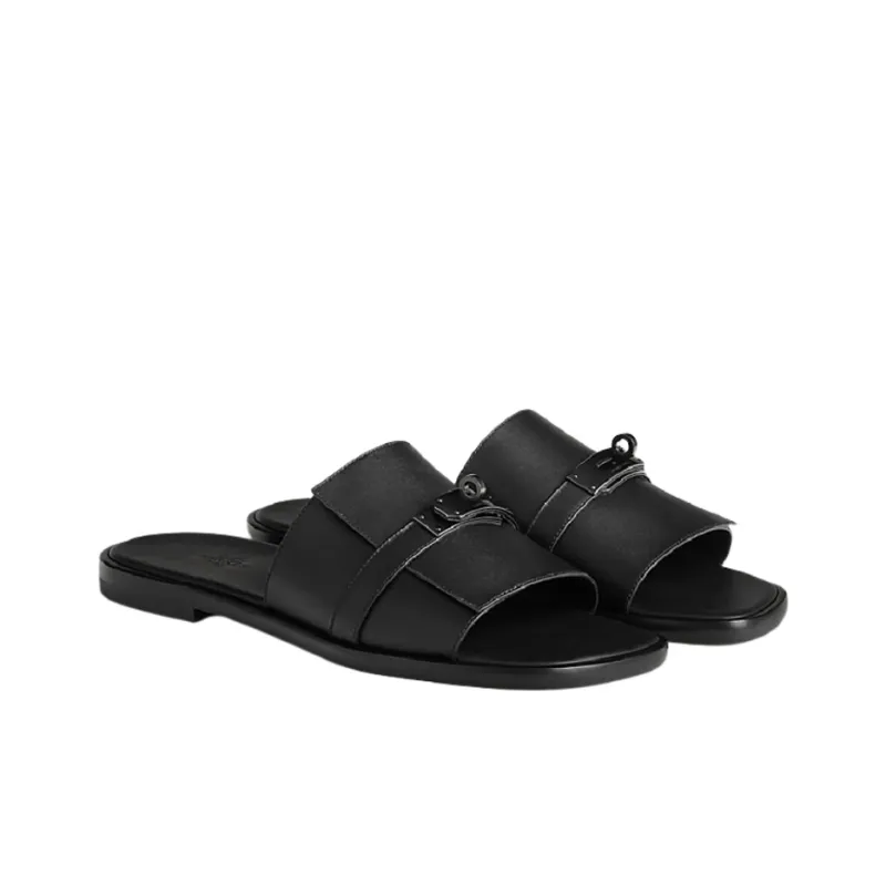 HERMES Kelly Stylish Sandals Men's Black-2