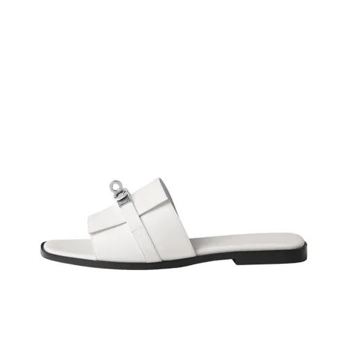 HERMES Slide Slippers Women's White