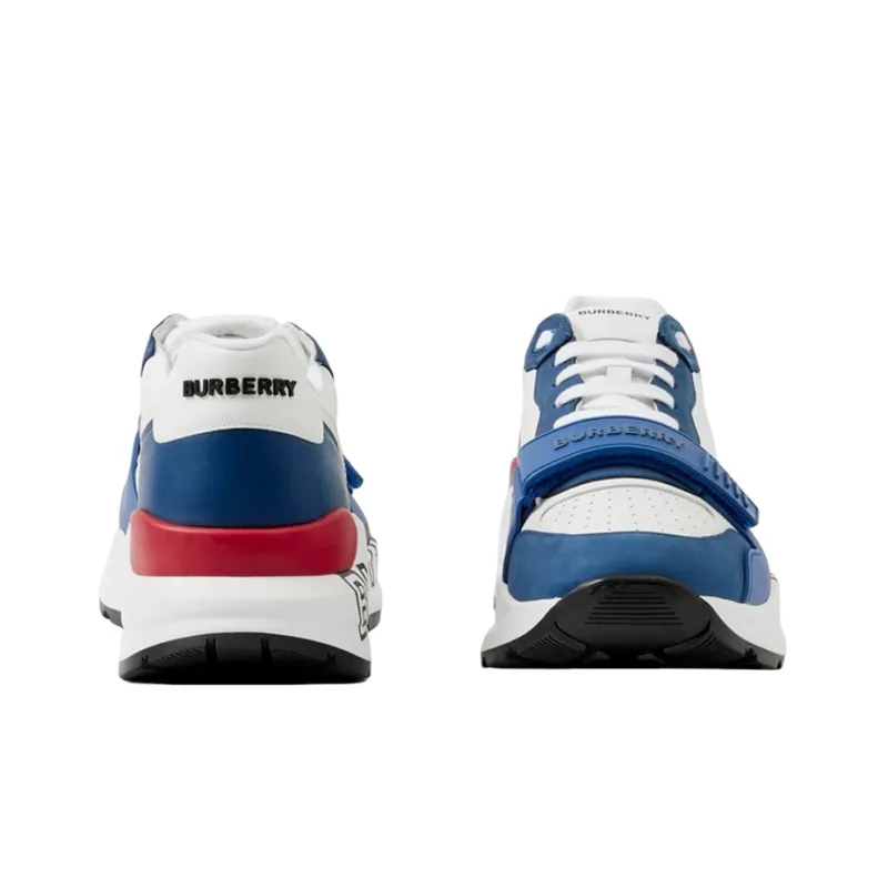 Burberry Logo Print Low Top Sports Casual Shoes Men's White Blue-3