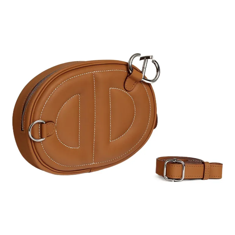 HERMES In The Loop Calfskin Clutch Shoulder Bag Crossbody Bag Fanny Pack Regular Women's 37 Glod Gold Brown-2