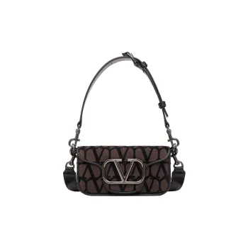 Valentino Leather With Fabric Handbag Shoulder Bag Unisex Black