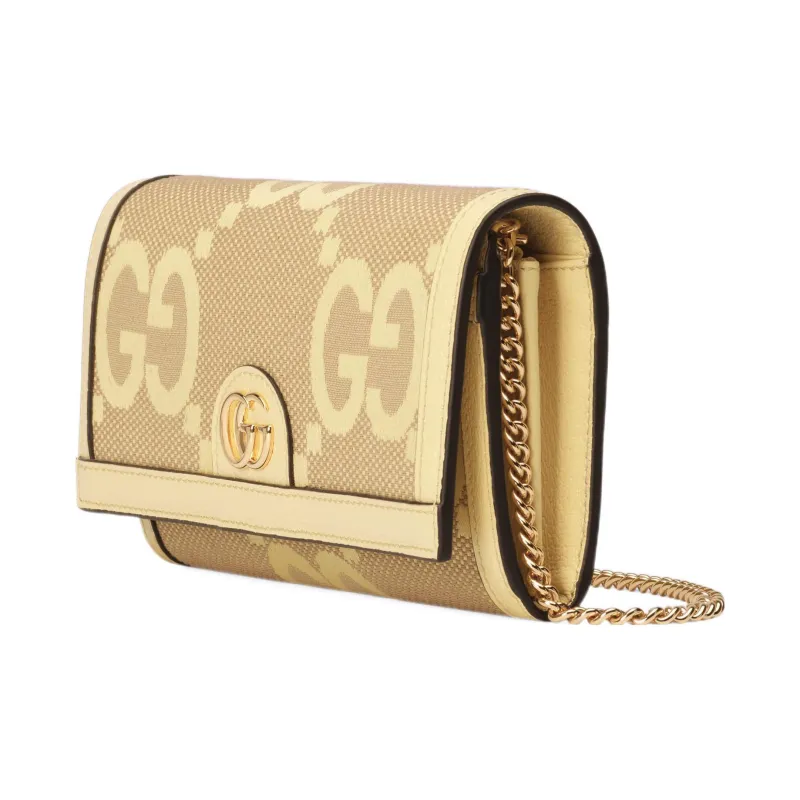 GUCCI Ophidia Canvas With Leather Wallet Large Size Women's Banana Yellow-2