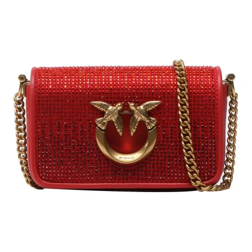 PINKO Click Series Leather Shoulder Bag Crossbody Bag Mini Women's Red