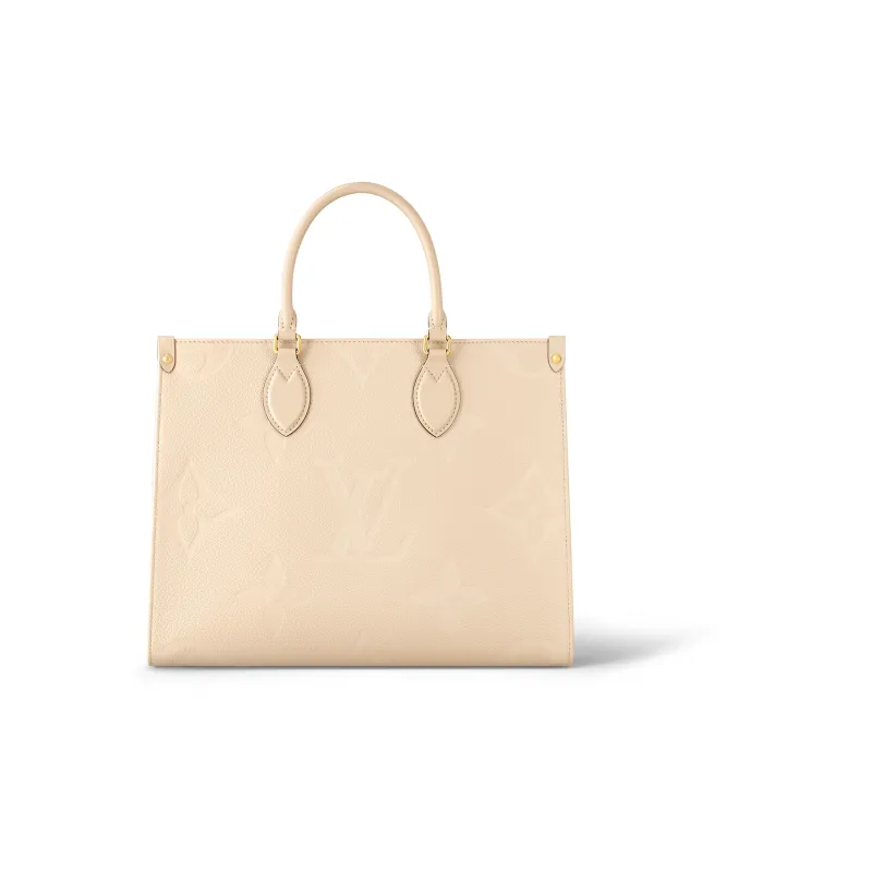 LOUIS VUITTON ONTHEGO Embossed Grained Cow Leather Tote Bag Shopping Bag Handbag Medium Size Women's Cream White-2