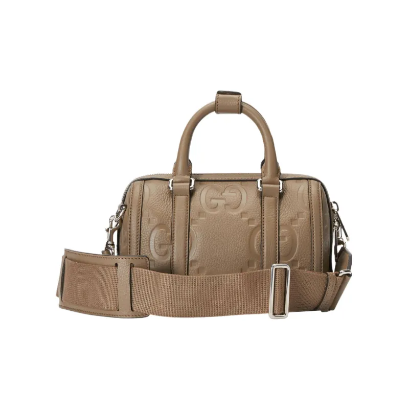 GUCCI Leather Cylinder Bag Handbag Shoulder Bag Crossbody Bag Travel Bag Mini Women's Taupe-1