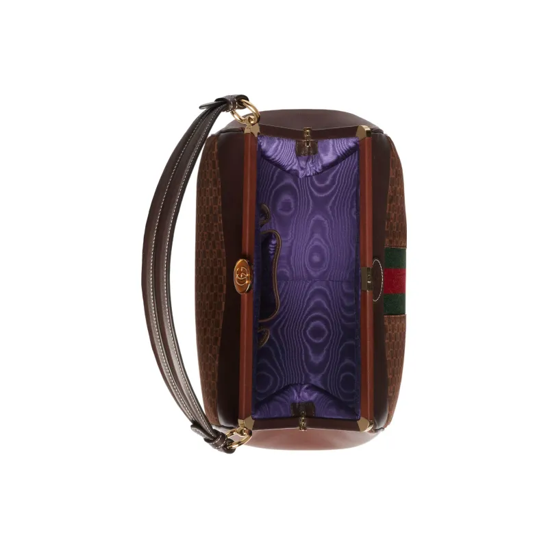 GUCCI Suede Handbag Small Size Women's Green/Red-6
