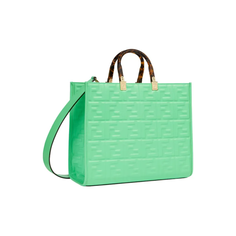 FENDI Sunshine Calfskin Tote Bag, Shopping Bag, Shoulder Bag, Crossbody Bag, Handbag Medium Size Women's Green-1