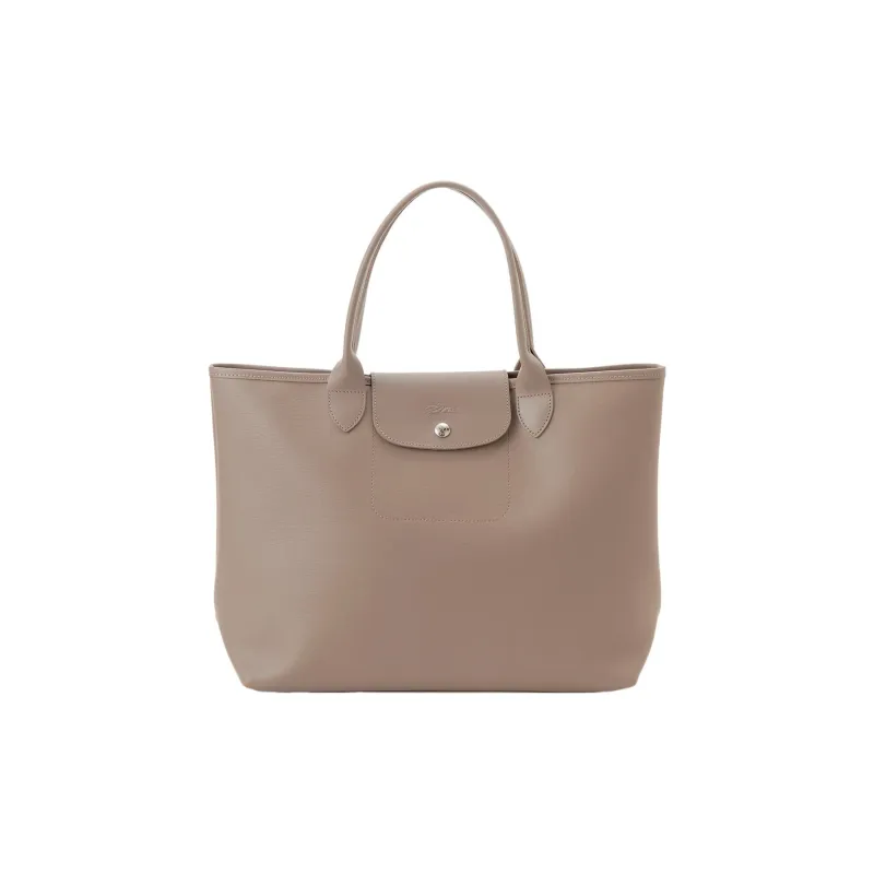 LONGCHAMP Le Pliage City Coated Canvas With Leather Trim One Shoulder Handbag Large Size Women's Camel Gray-0