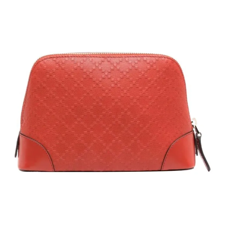GUCCI Leather Toiletry Bag Clutch Makeup Bag Regular Women's Orange-1