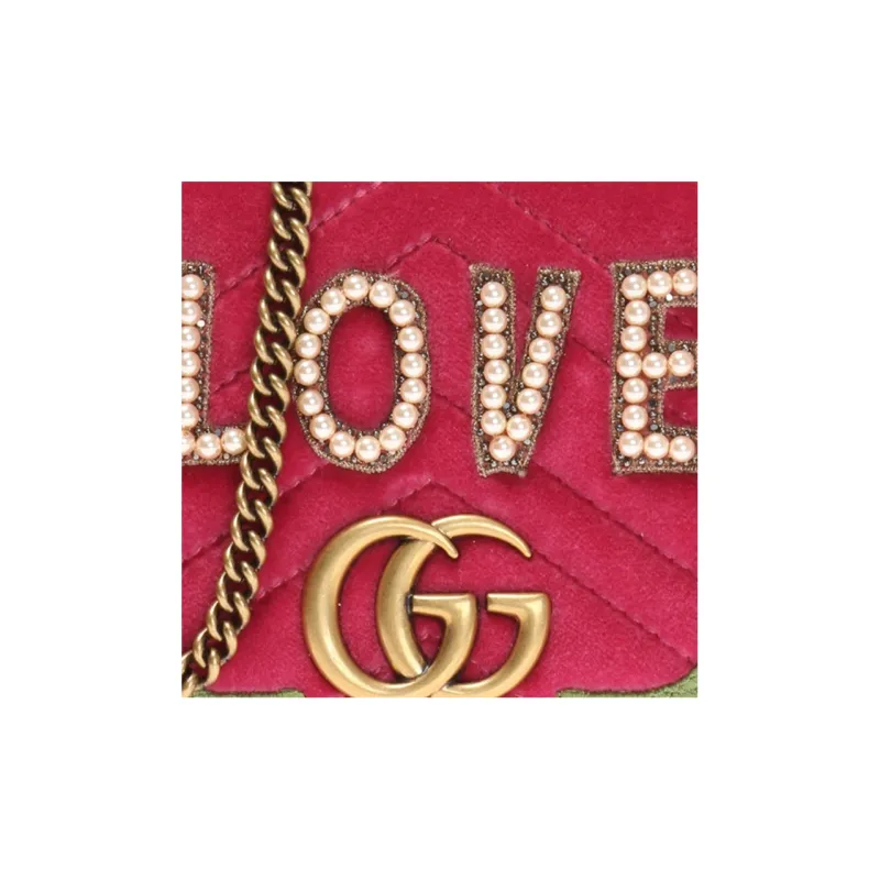 GUCCI Quilted Velvet Crossbody Bag Shoulder Bag Mini Women's Pink-4