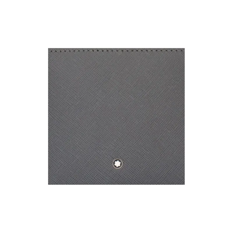 MONTBLANC Full Grain Cow Leather Card Holder Wallet Men's Gray-4